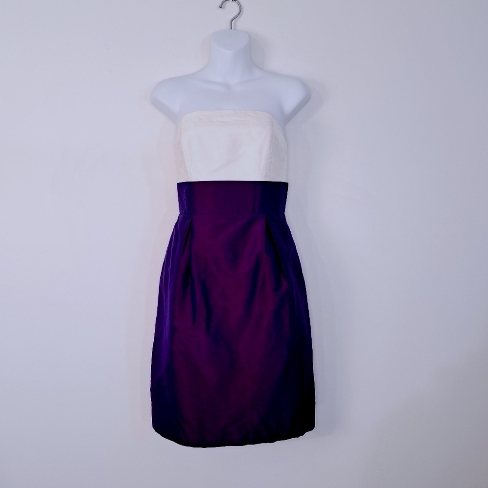 Lula Kate Purple Monochrome White Y2K Strapless Cocktail Formal Dress Size 4